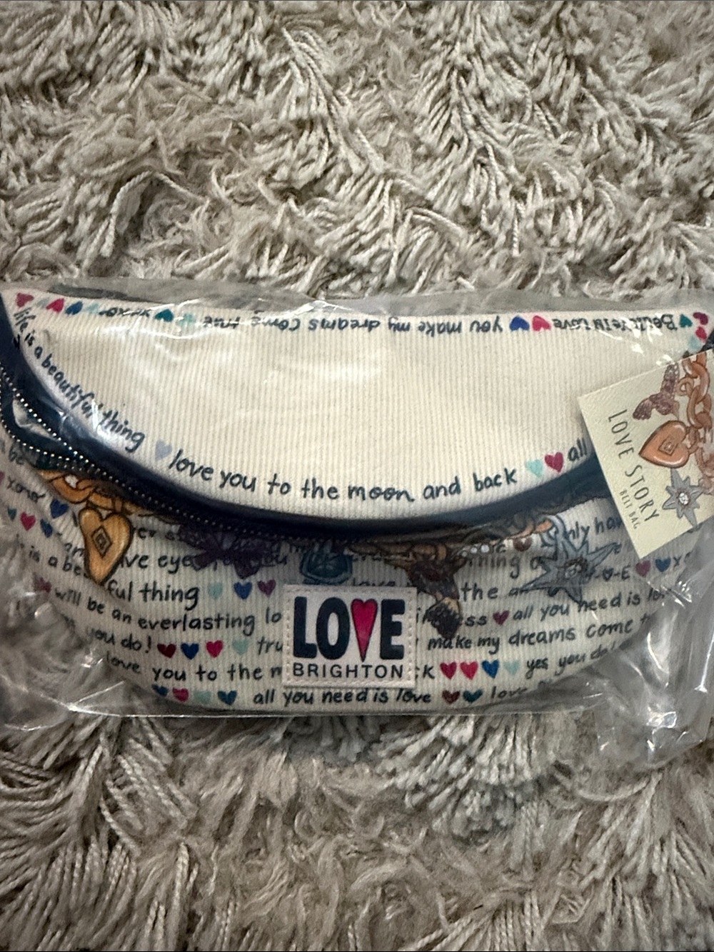 Brighton LOVE Story White Canvas bum bag with Multicolor Print